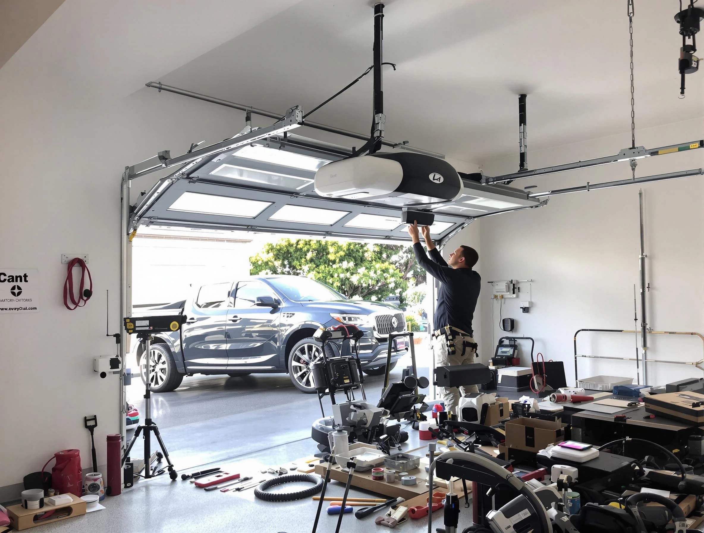 Monument Garage Door Repair specialist installing smart garage door opener system in Monument home