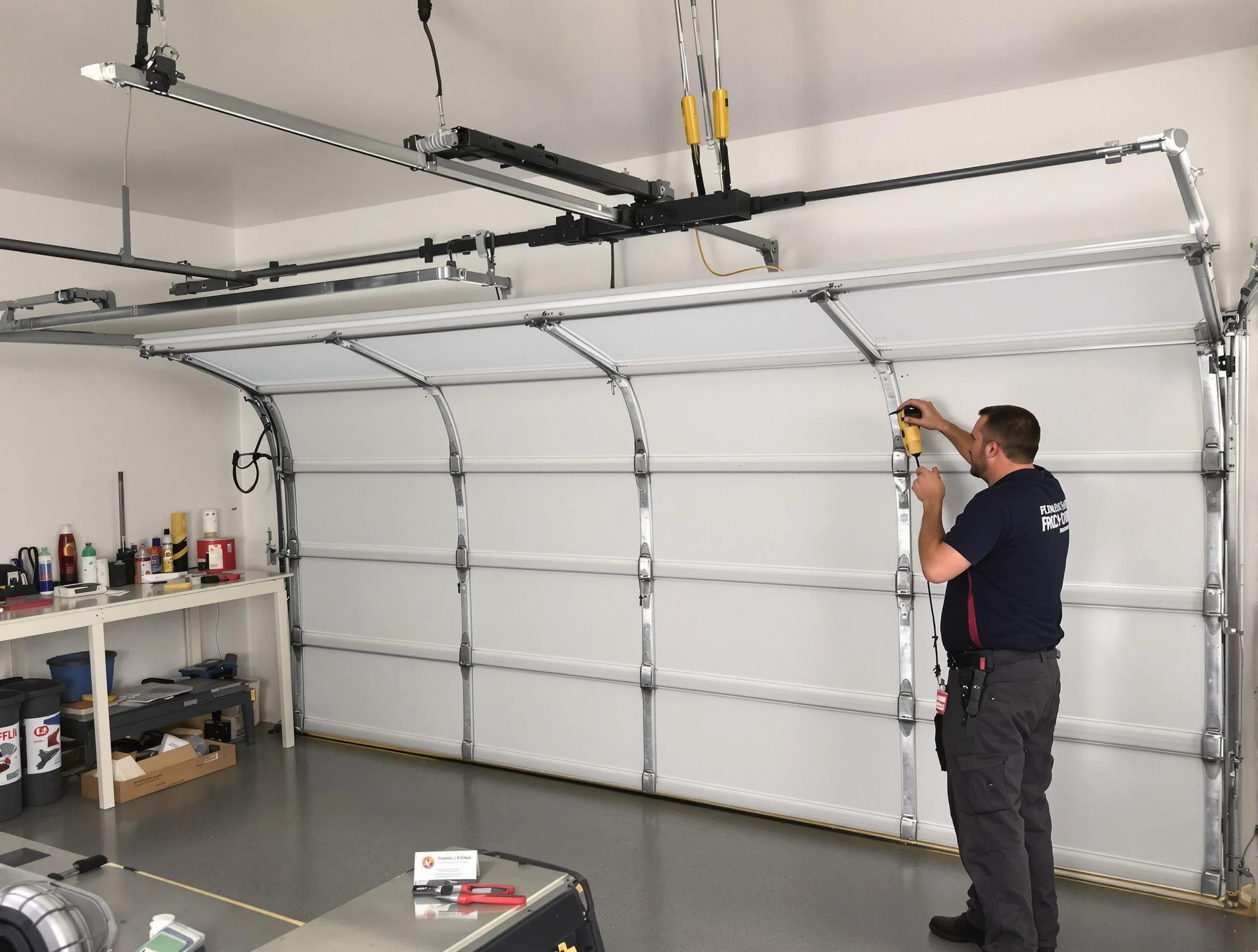 Monument Garage Door Repair certified technician performing overhead door system repair in Monument