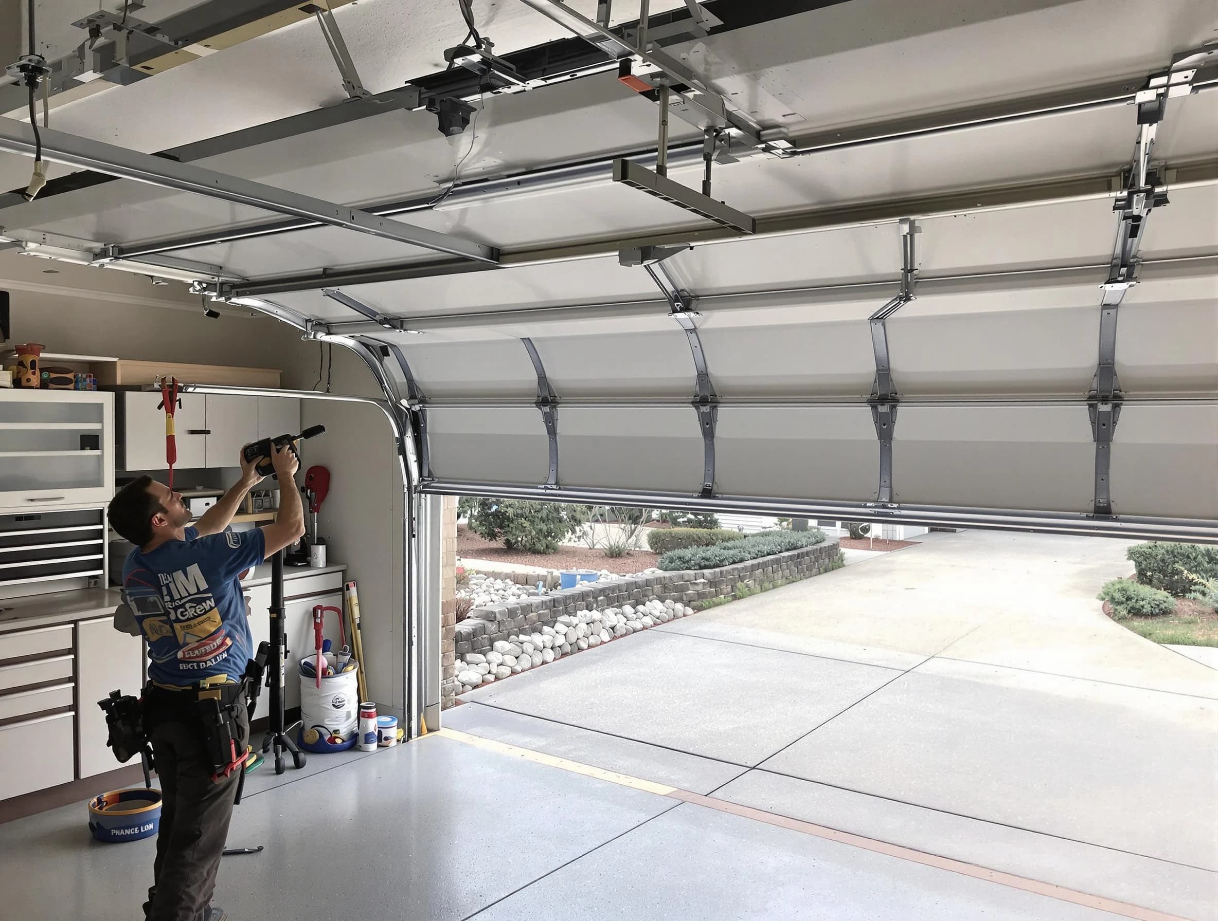 Garage door track repair service by Monument Garage Door Repair in Monument