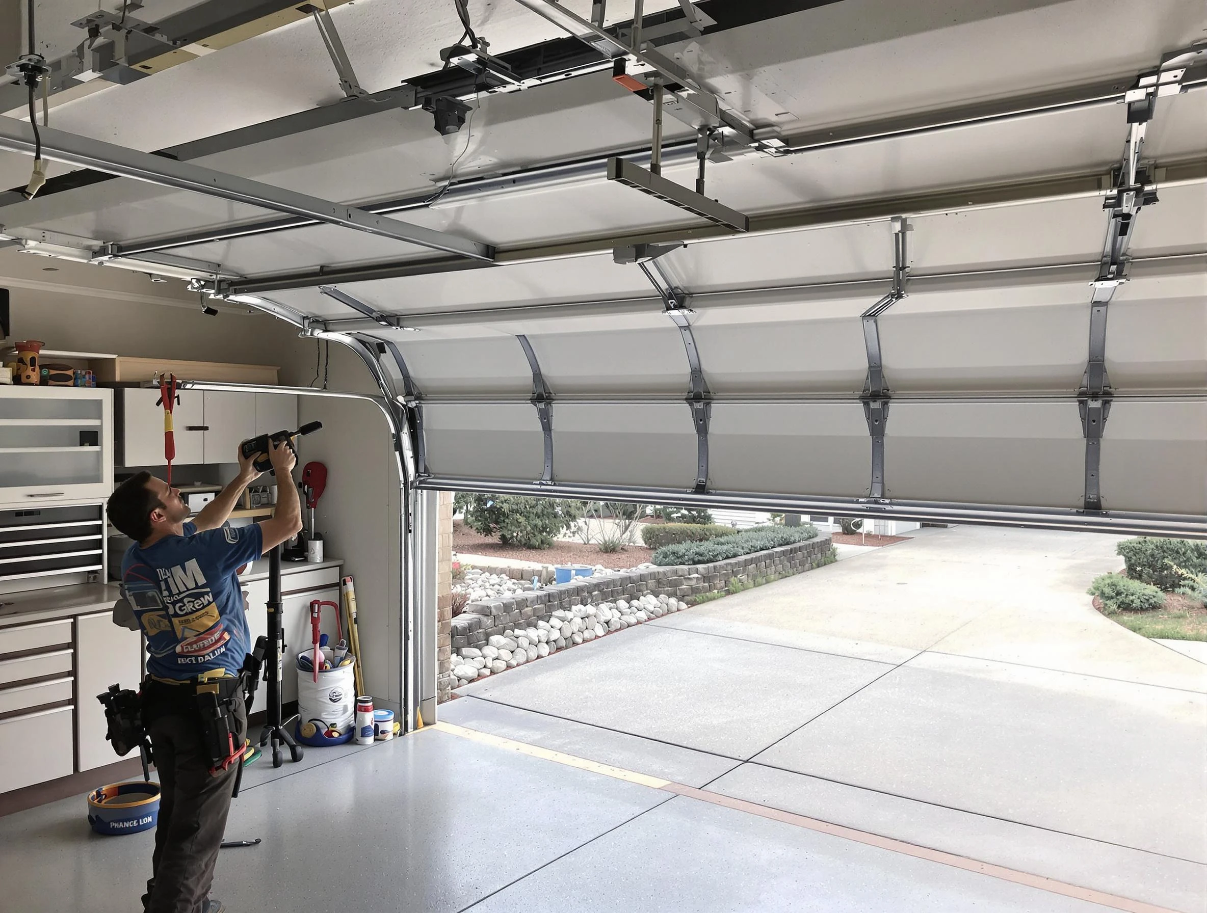 Garage door track repair service by Monument Garage Door Repair in Monument